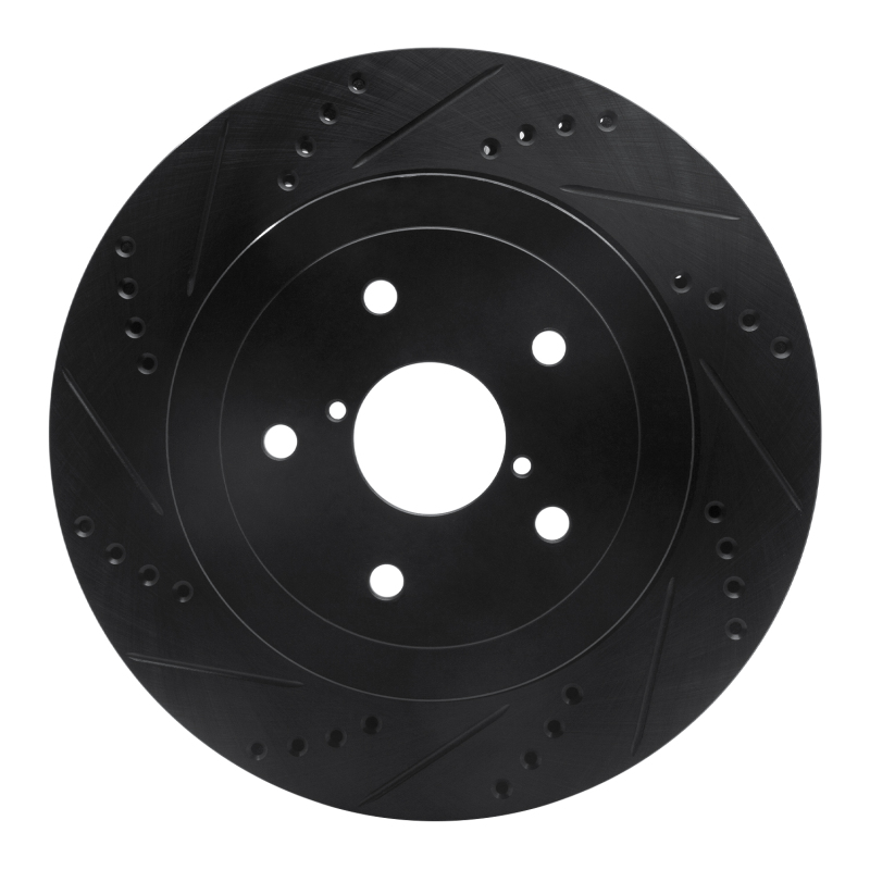 Subaru Impreza Brake Rotor (1) - Rear Left - R1 Concepts - Drilled & Slotted - Black - `05-`07